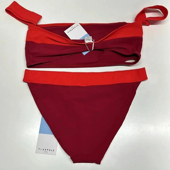 Flagpole NYC Swim Bikini Barley Top Swim Suit in Cherry Red New NWT XL - Picture 4 of 8